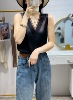 杏运家2023刺绣v领真丝欧根纱吊背心外穿真丝，无袖上衣配西装内搭
