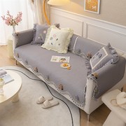 韩式全棉沙发垫简约p纯色，四季通用防滑布艺，纯棉坐垫实木沙发可