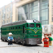 火车玩具惯性模型喷雾儿童绿皮大号蒸汽仿真冒烟可滑行车轨道高铁