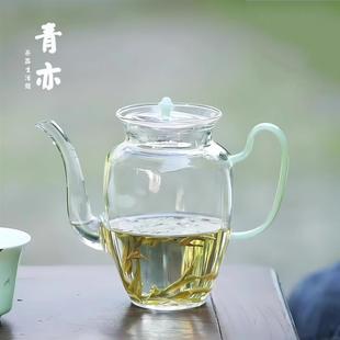 青亦丨耐热玻璃茶壶，泡茶家用带过滤孔，耐高温绿茶泡茶器单壶可加热