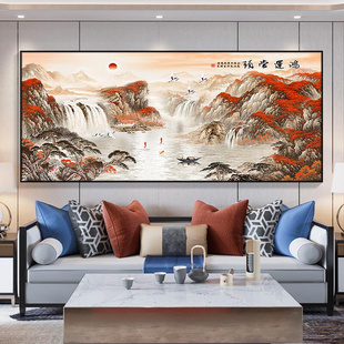 中式客厅山水挂画办公室字画国画沙发背景墙面装饰壁画大气风景画