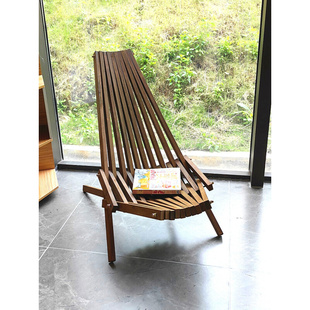 北欧躺椅折叠椅家用阳台户外休闲椅子创意庭院午休实木懒人沙滩椅