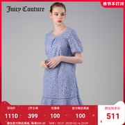 Juicy Couture橘滋夏季时尚镂空网纱荷叶边蕾丝绣花连衣裙女