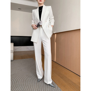 白色休闲西装套装女高级感职业正装时尚气质英伦风阔腿裤西服外套