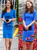 凯特王妃同款连衣裙春春时尚，蓝色通勤职业，ol面试裙收腰显瘦修身