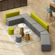 简约办公室沙发茶几组合套装自由拼接L型O形模块休闲区大沙发家具