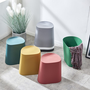 塑料凳子收纳桶凳加厚成人餐凳时尚创意家用圆凳现代简约等位椅子