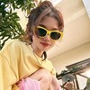 黄色方形Y2K甜酷辣妹墨镜女高级感遮阳防紫外线夏季海边太阳眼镜