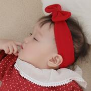 婴儿红色发带公主可爱蝴蝶结新生，儿童周岁囟门头带女宝宝新年头饰