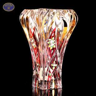 捷克bohemia进口水晶玻璃，花瓶加厚描金欧式轻奢婚房装饰品摆件