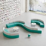 现代简约办公室创意弧形沙发茶几组合商务接待休息区异形会客洽谈