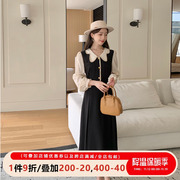 五季家大码女装连衣裙2023年显瘦秋装时尚撞色别致翻领裙子