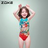 zoke洲克儿童女孩小中大女童，专业训练竞技速干连体三角泳装游泳衣