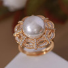 diy珍珠配件s925纯银，复古精工豪华大气戒指托指环，调节戒托配饰品