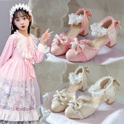 女童凉鞋萝莉塔鞋子，儿童高跟鞋小女孩包头lolita鞋，中大童公主鞋