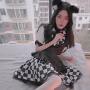 女仆装cosplay萝莉套装舞台表演出衣服伪娘大码变装黑白格子裙子