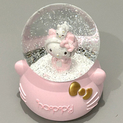 hellokitty水晶球圣诞飘雪音乐，八音盒桌面装饰摆件送女生生日礼物