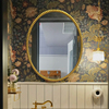 欧式复古椭圆浴室镜卫生间圆镜挂墙美式简约LED背灯化妆镜卫浴镜