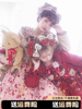 日系甜美娃娃领长袖洛丽塔连衣裙女春新年圣诞战袍Lolita碎花裙子