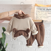 男宝宝冬季套装0一1-3岁6-12个月婴幼儿童卫衣两件套男童衣服加厚