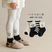 儿童袜子纯棉冬季加绒加厚男童，女童中筒袜韩版秋冬宝宝保暖毛圈袜