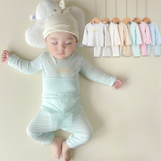 儿童长袖套装莫代尔高腰二件套宝宝，薄款卡通空调，服婴幼儿睡衣夏季