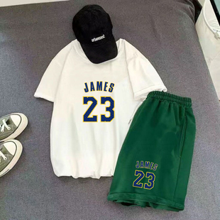 篮球运动套装男士夏季薄款一套搭配短袖t恤五分短裤宽松休闲学生