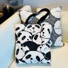 熊猫包包女款大容量托特帆布包女2023手拎包带拉链小收纳包