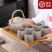 大号粗陶提梁壶茶具整套带过滤网茶壶中式陶瓷水具耐高温泡茶家用
