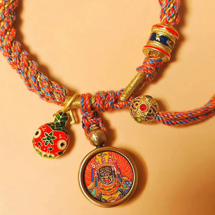 唐卡手链扎基拉姆热贡，手绘唐卡藏式手编绳，手链吞金兽