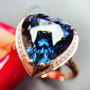 天然托帕石戒指女款伦敦蓝宝石指环18K金镶嵌钻石全净火彩附证书