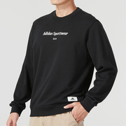 Adidas阿迪达斯黑色圆领卫衣男2024春季套头衫长袖外套运动服