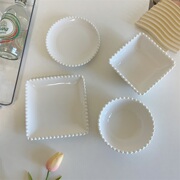 白色圆形陶瓷碟子北欧家用6英寸骨碟小号，菜碟创意甜品蛋糕碟ins风