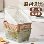 大号沥水篮双层水果盘塑料滤水篮子洗菜盆篓子厨房家用米神器