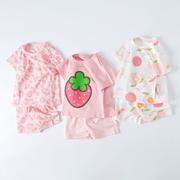 女宝宝纯棉短袖套装0儿童T恤夏季男童1女童婴儿2衣服小童短裤3岁