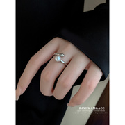 珍珠戒指女小众设计高级感不掉色食指开口戒时尚个性通勤戒圈指环