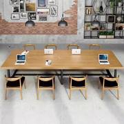 工业风loft办公桌实木，会议桌椅组合长桌，大型洽谈桌工作台长条桌子
