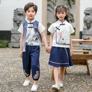 儿童演出服男童夏装套装中国风国庆小学生毕业表演古装汉服女童装