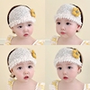 夏季薄款婴儿帽子新生儿胎帽女宝宝，护囟门帽，蕾丝花边小公主空顶帽