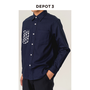 DEPOT3 男装衬衫 国内原创品牌 印花贴袋牛津纺工装长袖衬衫