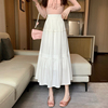 蕾丝拼接白色半身裙女夏2024法式别致设计感小众高腰a字裙子