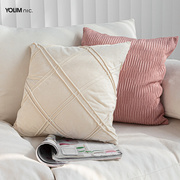 北欧风立体几何图案抱枕套 ins玫瑰粉样板间软装轻奢客厅沙发靠枕
