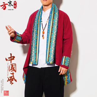 藏装男士秋季藏式风衣潮款青年藏族服饰藏袍服装民族风外套潮