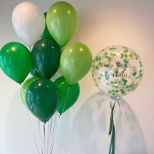复古橄榄绿牛油果绿豆沙绿色白色，气球儿童生日装饰布置森林系汽球