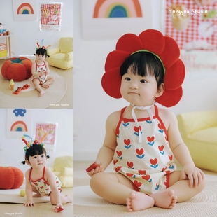 儿童摄影服装太阳花花朵造型主题宝宝周岁照拍照服影楼一岁照道具