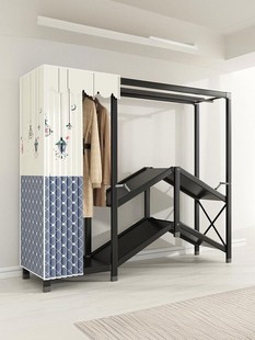 宜家布衣柜(布衣柜)家用卧室，简易组装折叠衣橱出租房，用加厚加粗全钢架简易