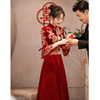 中式旗袍改良新娘敬酒服2023结婚订婚晚礼服旗袍冬季长款大气