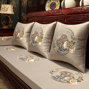 新中式红木沙发坐垫定制实木，家具沙发垫罩套轻奢罗汉床，五件套垫子