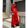 云南民族风茶卡盐湖连衣裙，新疆草原沙漠海边长裙，西藏青海旅游红裙