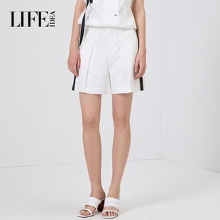 白色时尚小短裤女气质休闲运动裤百搭莱芙艾迪儿品牌女装夏季